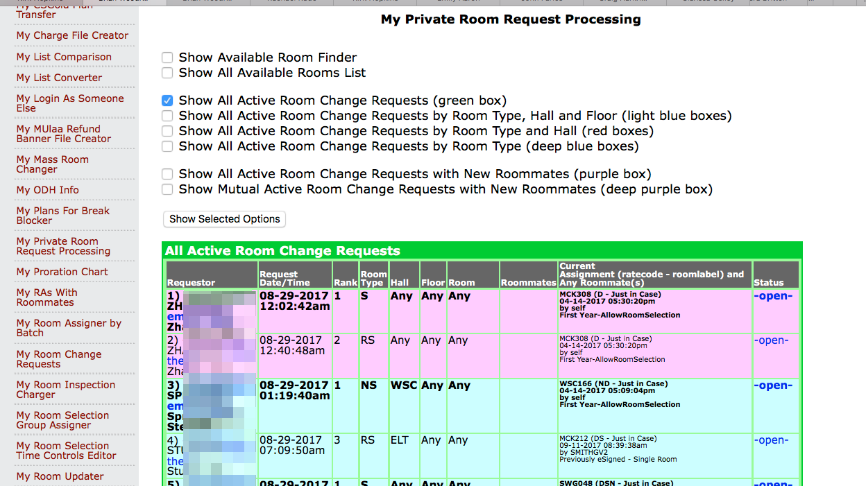 My Private Room Request Processing